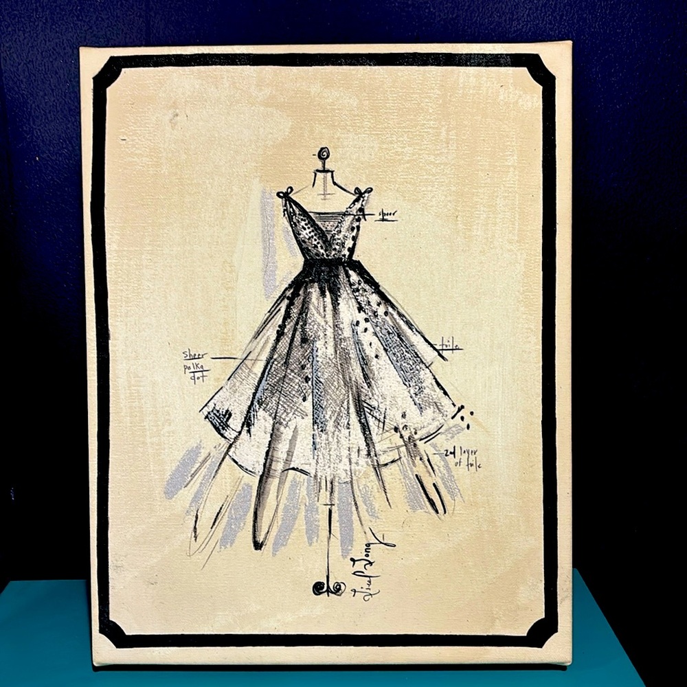 Liesl Long signed couture design mixed-media print